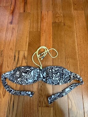 American Eagle Outfitters Black & White Printed Bandeau with Lime Tie